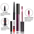 evpct 2Pcs Purple Plum Matte 24-hour Liquid Lipstick and Lip Liner Pencil Makeup Set Women Dark Red Bright Berry Liquid Lipstick Matte Lip Tint 24H and with Lip Liner Set Waterproof Long Lasting 1