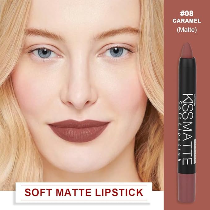 evpct 1Pcs Dark Brown Matte Lipstick and Lip Crayon Liner Pencil Pen Set for Women Roll up Lip Liner Dark brown Lip Stain Long Lasting Waterproof labiales mate magicos 24 horas originales 08