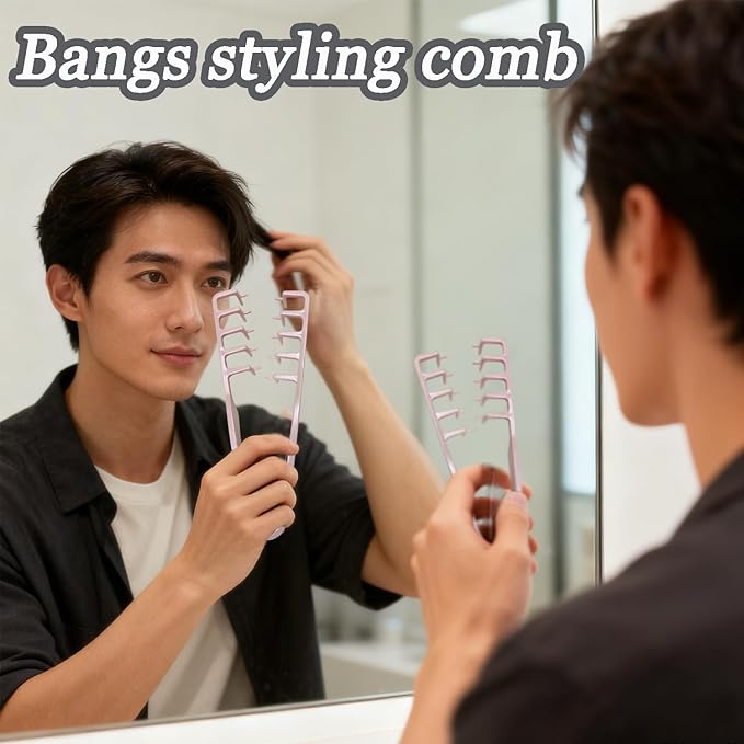 Texture Comb, Volumizing Wide-Tooth Hair Styling Comb,Fluffy Wide Tooth Curly Hair Comb, Men's Textured StylingComb for Volume,Fringe Parting Styling Accessory,for Men & Women (Pink)