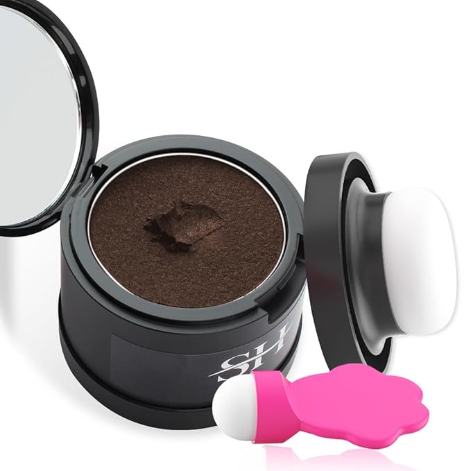 Gowwim Root Touch up Powder, Instantly Gray Hair Cover up Hairline Powder for Women & Men Waterproof and Sweatproof Root Cover Up Long-Lasting for Thinning & Loss Hair (Med Brown1, 4g-1)
