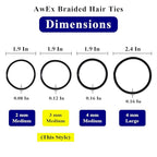 AwEx Colorful Ponytail Holders for THIN Hair,0.12 inch (3 mm) in Thickness,5.5 inches(140 mm) Regular Loop Hair Bands,No Metal Hair Elastics,Hair Ties for FINE Hair