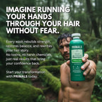 PRIMALS Hair Strengthening Shampoo - Caffiene, Biotin, Raw Honey, Rosemary Oil - Anti Hair Thinning - Natural Ingredients - Zero Artificial Fragrances, Sulfates, Parabens, or Dyes - 13.5 Fl Oz