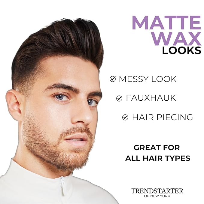 TRENDSTARTER - MATTE WAX (4oz) - Firm Hold - Matte Finish - Water Based All-Day Hold Hair Styling Pomade – Flake-Free Styling Wax for All Hair Types