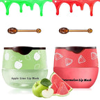 2 PCS Bee Lip Balm Honey Pot, Watermelon & Apple Lime Lip Sleeping Masks Overnight, Hydrating Prevention Dry and Cracked Lip Scrubs Exfoliator Lip Care, Reduces Lip Lines