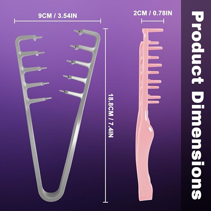2Pcs Texture Comb, Volumizing Texture Comb for Men & Women, Wide-Tooth Hair Comb for Fluffy & Layered Hairstyles (Grey + Pink)