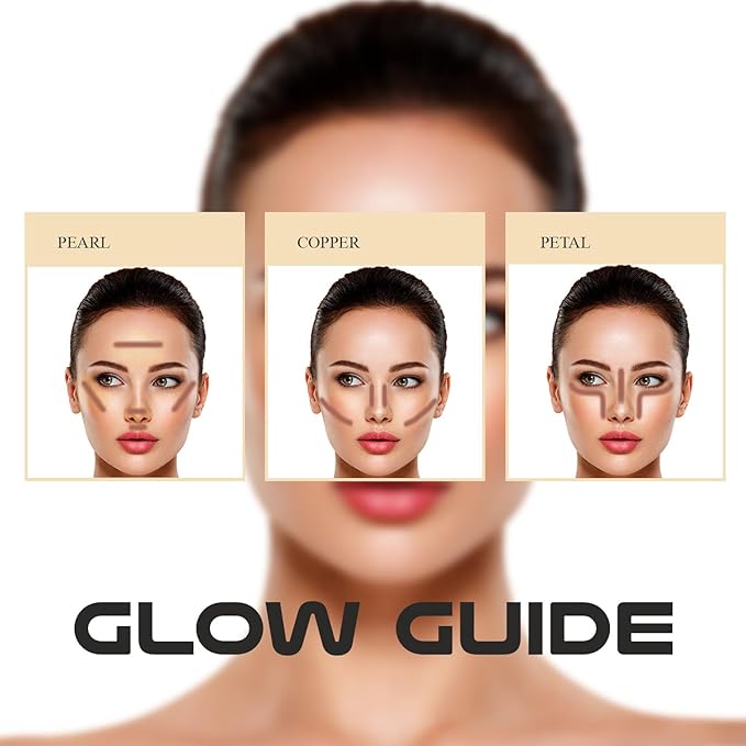 Chamko Premium Radiant Glow Highlighter Palette – Makeup Artist Approved, Richly Pigmented & Skin-Nourishing Formula with Luminous Finish | Talc-Free, Vegan & Cruelty-Free, 0.7 oz