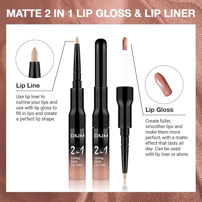 1Pcs 2 in 1 Bright Pure Nude Pink Lip Liner and Liquid Lipstick Stain Makeup Set for women, Nude Long Lasting Smudge Proof Lip Tint Matte Finish Lip Gloss for All-Day Color Hold Easy to Use 56#