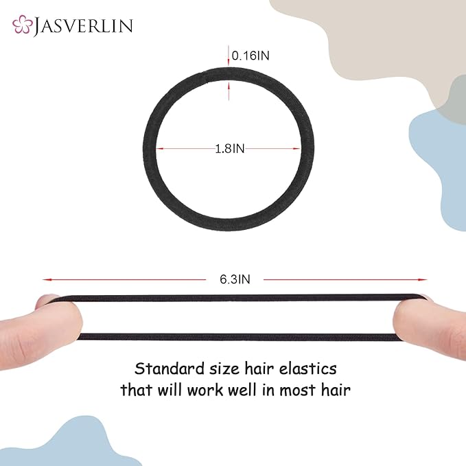 Black Elastics Hair Ties, Ponytail Holders No Metal Hair Bands Scrunchies Braid Accessories for Women Girls Thick No Damage Hair Band 4mm 50 Pieces (Black)