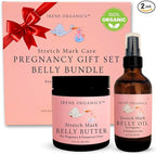 Belly Bundle by Irene Organics - Organic Belly Butter and Oil for Pregnancy Stretch Mark Prevention and Treatment - Award Winning Skincare For Pregnancy and Postpartum - Mother's Day Gift Set (Small)