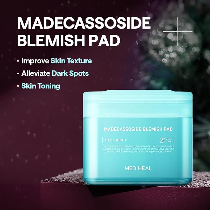 MEDIHEAL Toner Pads [Madecassoside] Blemish Care - Holiday Gift Edition - Centella Asiatica to Improve Uneven Skin Tone - Vegan Hypoallergenic Face Gauze (100 Count)