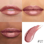 Kaely 2-in-1 Nude Gold Metallic Lipstick and Lip Liner Makeup, Shimmer Liquid Metallic Lipsticks for Women, Glitter Lip Gloss Stain Long Lasting Waterproof Smudge Proof 24 Hour, Cruelty-Free 27