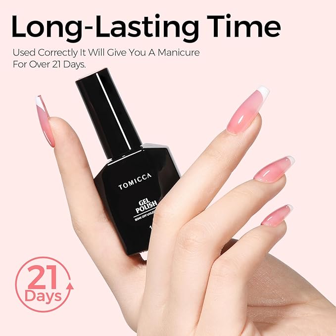 TOMICCA Jelly Pink Gel Nail Polish,15ml Clear Nude Pink Gel Polish,Soak Off Uv Led Cure Needed，Color Long Lasting Sheer Translucent Nail Art Manicure French Salon Diy Design Gifts For Woman