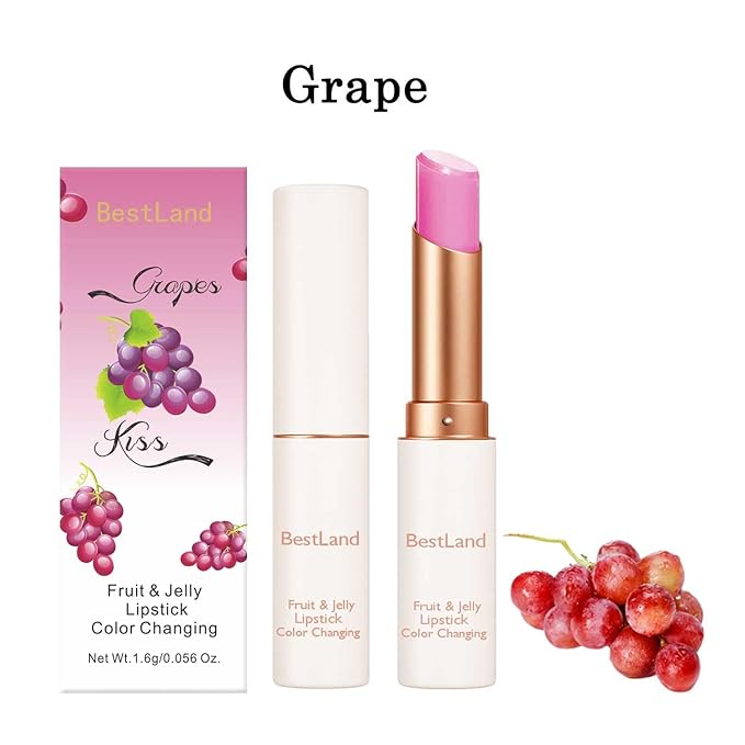 6 Pcs/Set Peach Aloe Vera Strawberry Blueberry Avocado Grape Jelly Lipstick Set Temperature Change Moisturizer flower Lip Stick Long Lasting Nutritious Lip Balm Magic Color Change Lip Gloss
