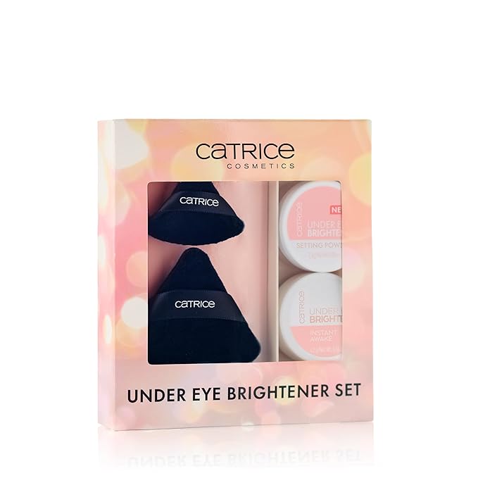 Catrice | Holiday Gift Set Under Eye Brightener & Setting Powder in 010 Light Rose + Magic Perfector Powder Puff Duo | Bright, Smooth & Long-Wear Finish