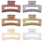 3.5 Inch Medium Hair Accessories - 6 Pack Square and Rectangle Banana Jaw Clips for Women and Girls - Tea