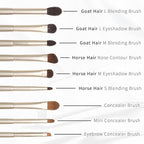 Natural Goat Hair Eye Shadow Brush Set, Pony Hair Eyeshadow Brushes Set, Small Nose Contour Brush, Angled Eyeshadow Brush, Eyeshadow Blending Brush, Eye Makeup Brushes Set Professional - E200