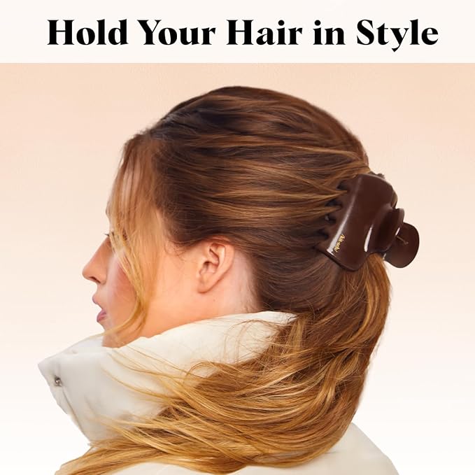 Kitsch Plastic Puffy Claw Clip for Women - 3.15 Inches Claw Clips for Full or Half Ponytail, Secure Hold for Thick Hair, Stylish Hair Accessories | Ideal Gifts for Women - Chocolate, 1pc