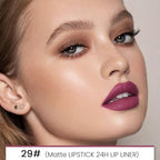 evpct 1Pcs More Berry Lip Liner and Lipstick Set Kit for Women, Matte Lips Kit with Lip Liner Lip Stains Long Lasting Waterproof 24 Hour Lipstick and Lip Liners Combo Lipliners Pencil 29#
