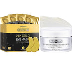 24K Gold Under Eye Patches (25 Pairs) & Q10 Anti-Wrinkle Night Cream, Pro-Retinol Face Moisturizer for Firming, Hydrating & Anti-Aging Skincare