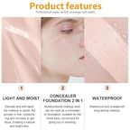 2 Pack Liquid Foundation Cream with Foundation Brush for Face Makeup,Durable Full Coverage Matte Concealer Make Up,Oil Control & Waterproof Base Primer -1 Fl.Oz (#01)