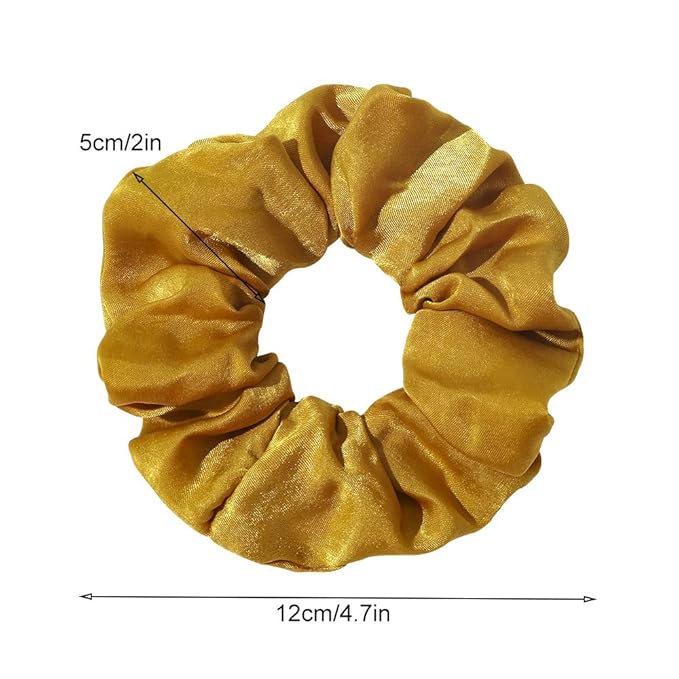 Silk Satin Scrunchies Women Hair Ties - Ivyu Big Scrunchy Ponytail Holder No Crease Hair Bands Soft Elastic No Hurt Your Hair for Vsco Girl Women Beige Gray Dard Yellow Light Yellow