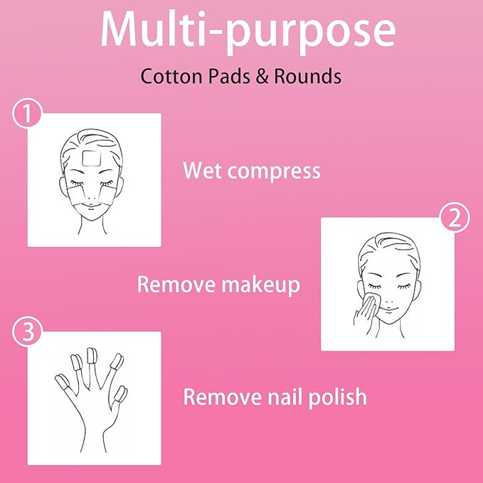 200 Cotton Pads, Individually Wrapped Cotton Rounds Travel Size, Makeup Remover Pads for Eye, Nail Polish, Face Cleansing Pads Hotel Amenities