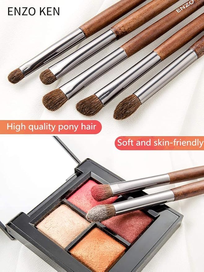 Natural Pony Hair Eye Shadow Brush Set, Small Eyeshadow Brushes Set, Eye Makeup Brushes Set Professional, Small Nose Contour Brush, Angled Eyeshadow Brush, Eyeshadow Blending Brushes