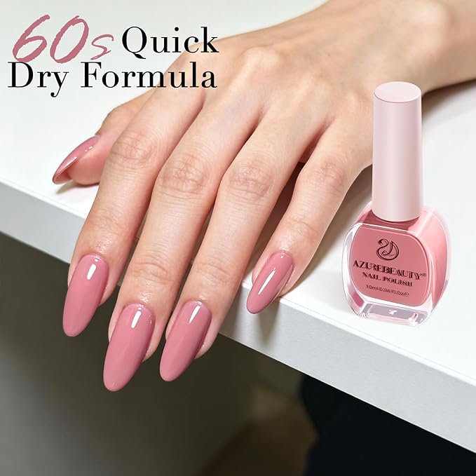 AZUREBEAUTY Nail Polish, Hazy Rose Quick Dry Nail Lacquer Natural Strengthening Treatment Kit DIY Salon at Home Women Gifts 0.34 fl oz