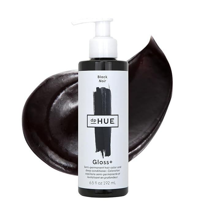 dpHUE Gloss+, Black - 6.5 oz - Semi-Permanent Hair Color & Conditioner - Paraben, SLS & SLES Sulfate Free - Vegan, Leaping Bunny Certified
