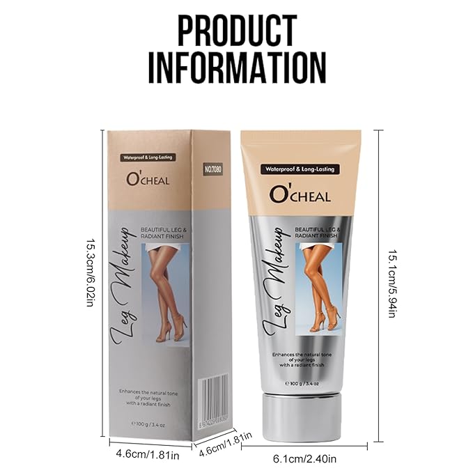 O’CHEAL Waterproof Leg Makeup Cream, No Transfer Tattoo Cover Up&Scar Concealer, Long Lasting Body Foundation for Flawless Skin, Leg Varicose Vein Cover Up, Suitable All Skin Tones (Light Brown)