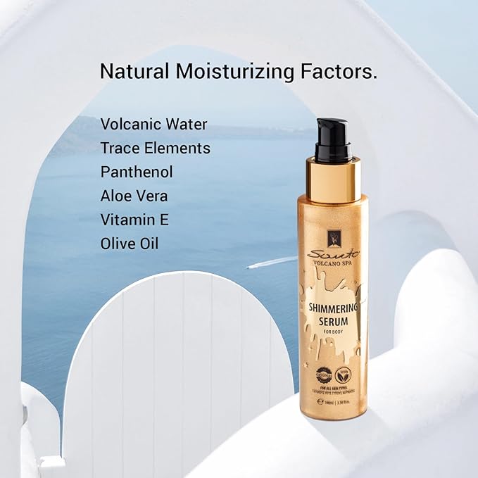 Olive Spa Body Shimmer Oil 100ml – Hydrating Glow Enhancer Glitter Body Oil with Micro Pearls – Fast Absorbing Shimmer for Moisturizing, Illuminating and Shine