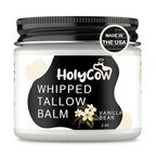 HolyCow Beef Tallow For Skin - Whipped Tallow Balm with Organic Jojoba Oil, Grass Fed Beef Tallow Face Moisturizer for Eczema, Baby, Lip Balm - Lotion For Extremely Dry Skin (Vanilla Bean)