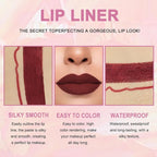 evpct 1Pcs Dark Deep Red Lip Liner and Lipstick Set Kit for Women Matte Lips Kit with Lip Liner Lip Stains Long Lasting Waterproof 24 Hour Lipstick and Lip Liners Combo Lipliners Pencil Set 15#