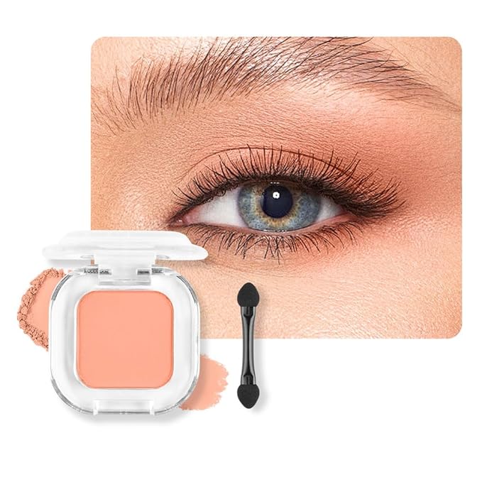 Orange Matte Single Eyeshadow Makeup Powder Palette，High Pigment Blendable Formula Eye Make-up for Women，Neutral Eye Shadow，sombras para ojos，Longwear Waterproof，Vegan & Cruelty-Free，Eyeshadow Gift