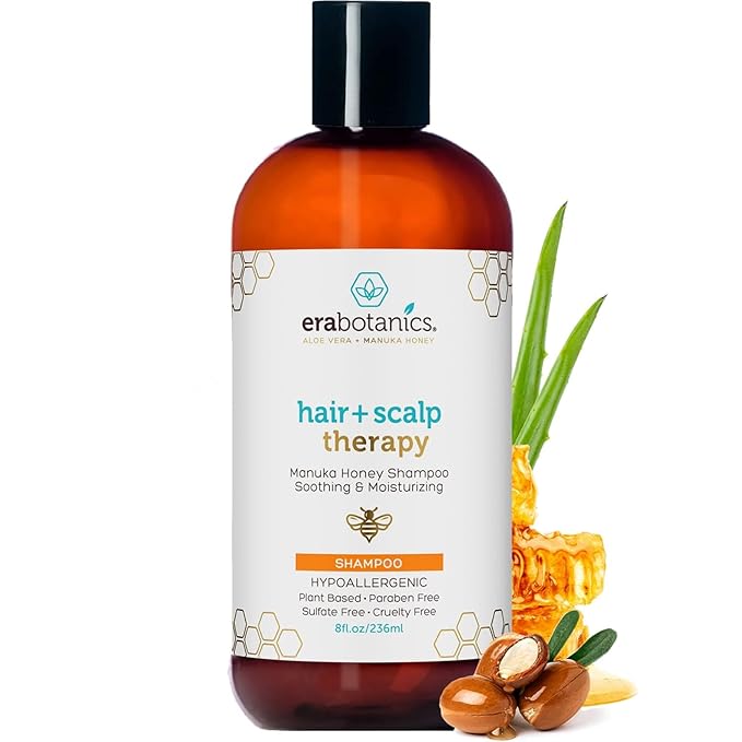 Era Organics Manuka Honey Dry Scalp Shampoo - Sulfate Free, Soothing and Moisturizing for Damaged Hair - Family Friendly for Women or Men