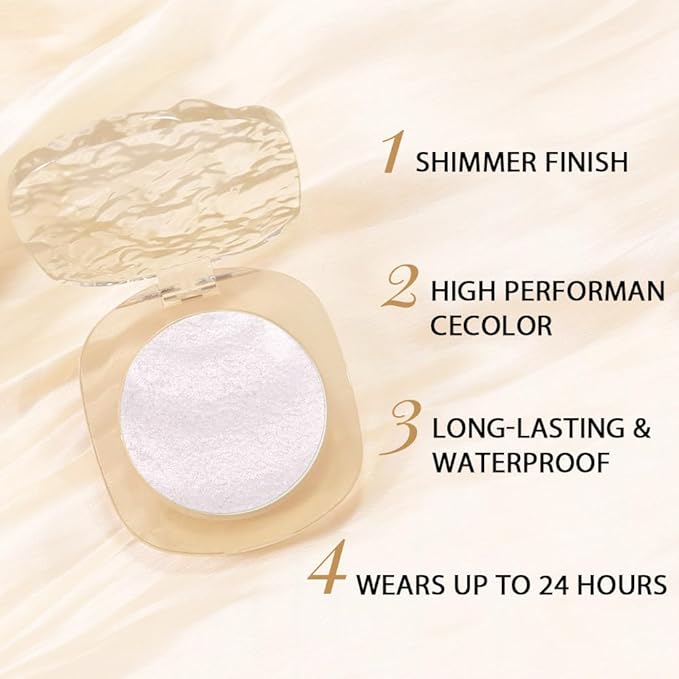 Light Pink Shimmer Glitter Sparkling Monochrome Eyeshadow Palette,Metallic Single Eye Shadow Palette for Older Women,Long Lasting Naturing-Looking Eye Makeup