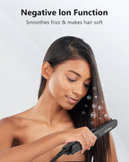 Hair Straightener 1 Inch Flat Iron and Curler 2 in 1 Titanium Ceramic Ionic Dual Voltage Straightener with Heat-Resistant Silicone, for Less Frizz, Shinier & Smoother