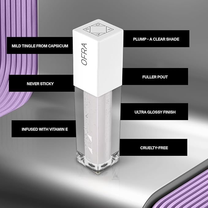 Ofra Lip Lush Plump - Clear Lip Plumper Gloss - Hydrating, Non Sticky, Ultra Glossy, and Cruelty-Free Plumping Lip Gloss - 3.5ml