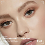 Powder Eyeshadow Quad, Beige Nude Taupe Brown Matte Eye Shadow Palette Makeup, Neutral Vegan Shimmer Quads Eye Shadow Palette for Older Women Pigmented Waterproof, paleta de sombras de ojos, 15