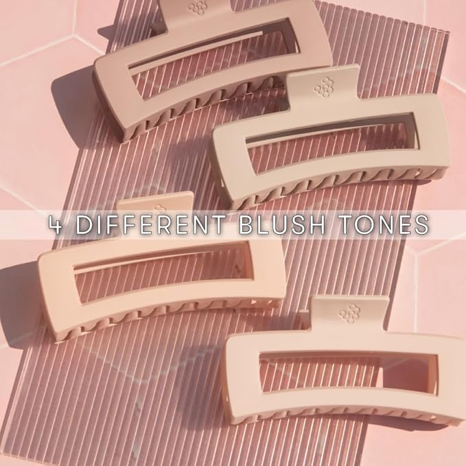 FRAMAR Large Claw Clips For Thick Hair – Large Hair Clip For Thick Hair, Big Hair Clips For Women, Claws Clips For Women, Pink Hair Clips, Pink Claw Clip - 4 Pack Non Slip Matte Finish