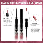 evpct 1Pcs Mauve Pink Matte Lip Liner and Liquid Lipstick Stain Makeup Set for Women, Light Mauve Long Lasting Smudge Proof Lipstick labiales matte mate larga duracion listip 24 hours originales, 35#