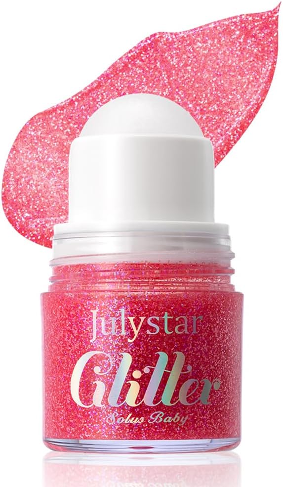 Roll-on Face Body Glitter Gel for Women Kids, Holographic Chameleon Color Glitter Gel Long Lasting Shimmer Makeup for Singer Concerts Music Festival Halloween Rave Accessories (#5 Cherry Glow)