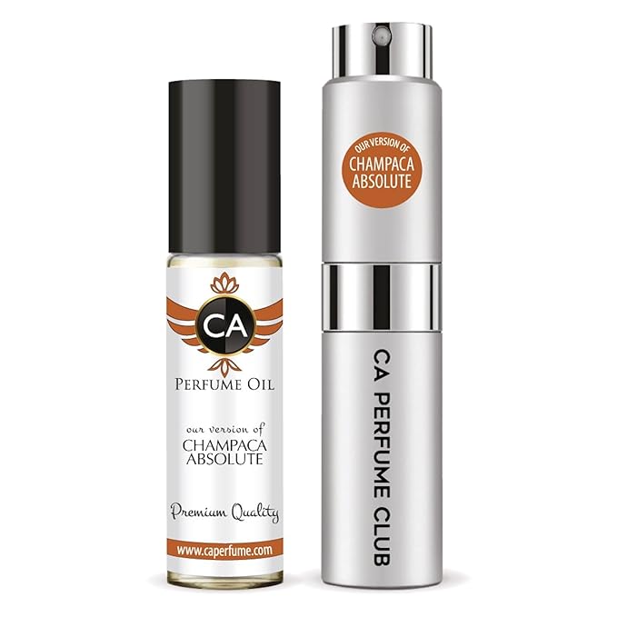 CA Perfume Duo Impression of Champaca Absolute For Women And Men Perfume Layering Set Long Lasting Travel Size EDP + Body Oil Roll-On Bottle 0.27 Fl Oz+0.33 Fl Oz