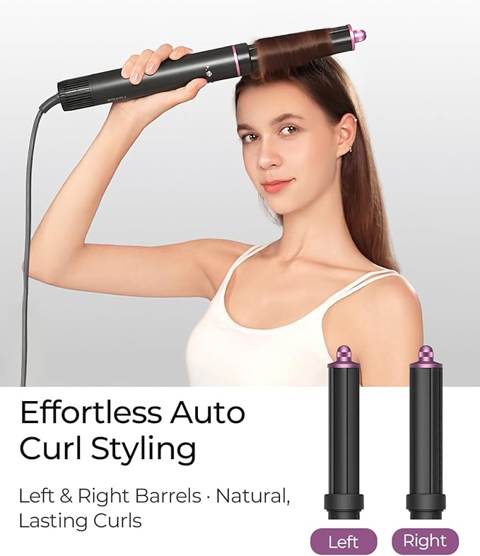Funflow 5 in 1 Hair Styler – High-Speed 110,000 RPM Hair Dryer Brush with Auto Curling, Straightening & Volumizing Brushes for Quick, Frizz-Free Styling & No Heat Damage, Convenient Hair Styling Tools