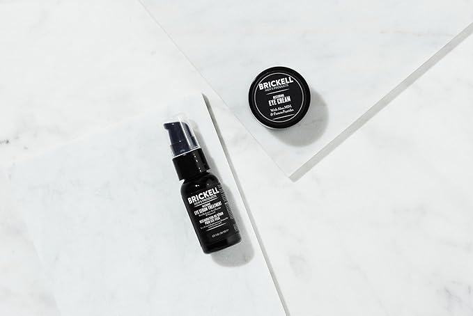 Brickell Men's Restoring Eye Routine for Men, Eye Cream and Serum for Men, Natural and Organic, Unscented, Men's Skin Care Gift Set