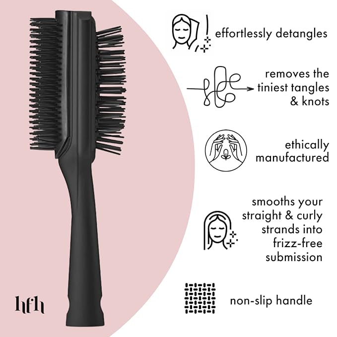 HeatFreeHair High Definition Detangling Brush - Dual-Sided Curl Brush for Black, Natural, Wavy, and Curly Hair - Hair Extension Detangler for Wet/Dry Use