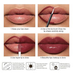 evpct Mauve Red Shiny Longwear No-Budge Liquid Lip Color Lipstick Makeup, Highly Pigmented Color Instant Shine, Waterproof Long Lasting Lipstick for Women, Lip Stain Gloss with Lip Liner Brush, 17#