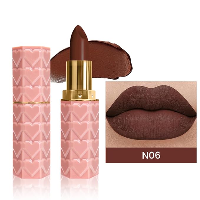 evpct 1Pcs Dark Brown Deep Coffee Lipstick, Silky Velvet Matte Lipstick Pack Sets for Women, Long Lasting Smudge Proof Lipstick Lip Stain Makeup Kit matte lipstick 24 hours original N06