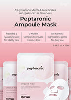 SNP Peptaronic Ampoule Sheet Mask | Peptide and Hyaluronic Acid Sheet Mask | Hydrating, Moisturizing, and Friming for Dry Skin Types | Korean Skin Care Facial Mask | 10 Sheets