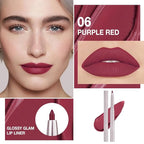 evpct Silky Lip Liner Pencil Retractable, Wine Red Smooth Lip Liner Creamy Velvet Lipliner Long-Lasting for Korean Makeup Contouring Matte Lip High Pigmented Rich Colors Crayon Lipstick Pen 06